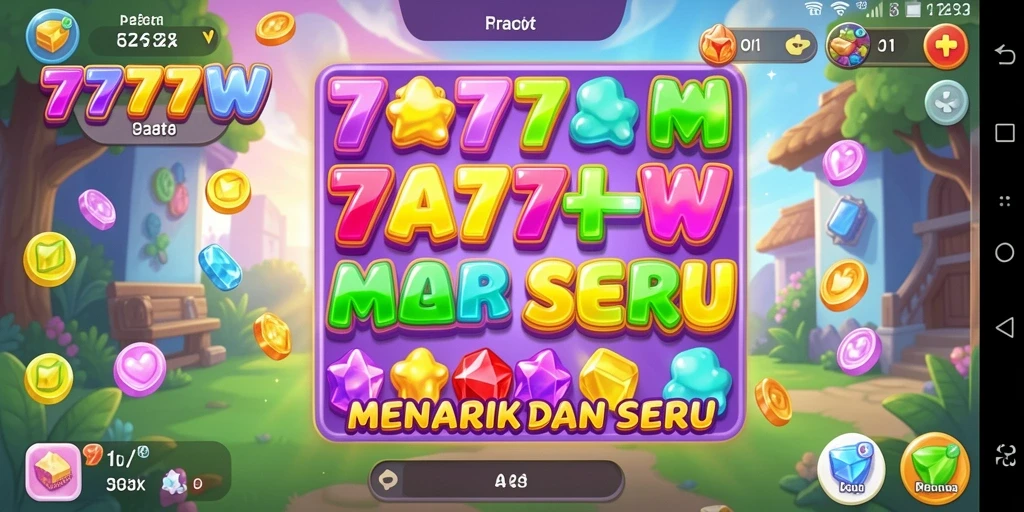 Tampilan gameplay menarik dari 7777W dengan efek warna cerah.