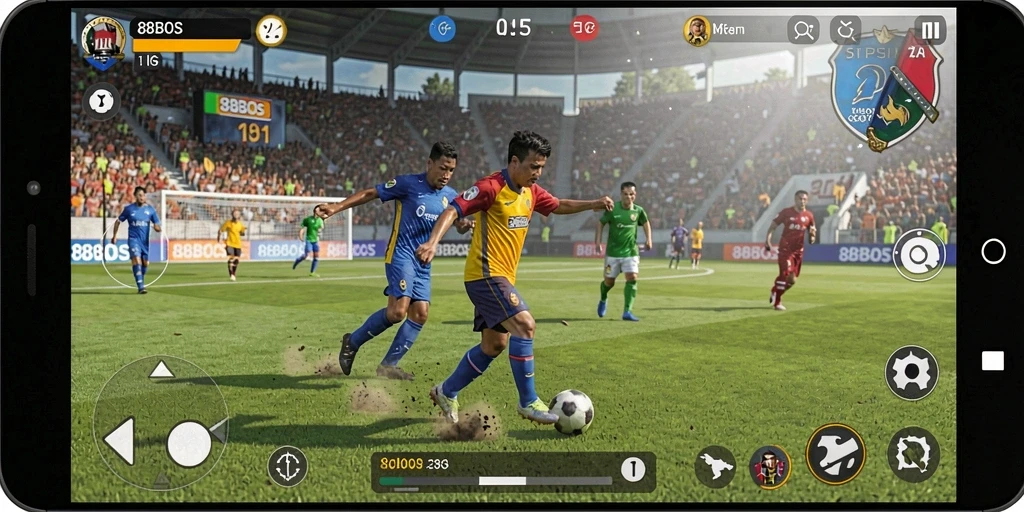 Tampilan gameplay seru dalam 88BOS dengan pemain beraksi di lapangan.