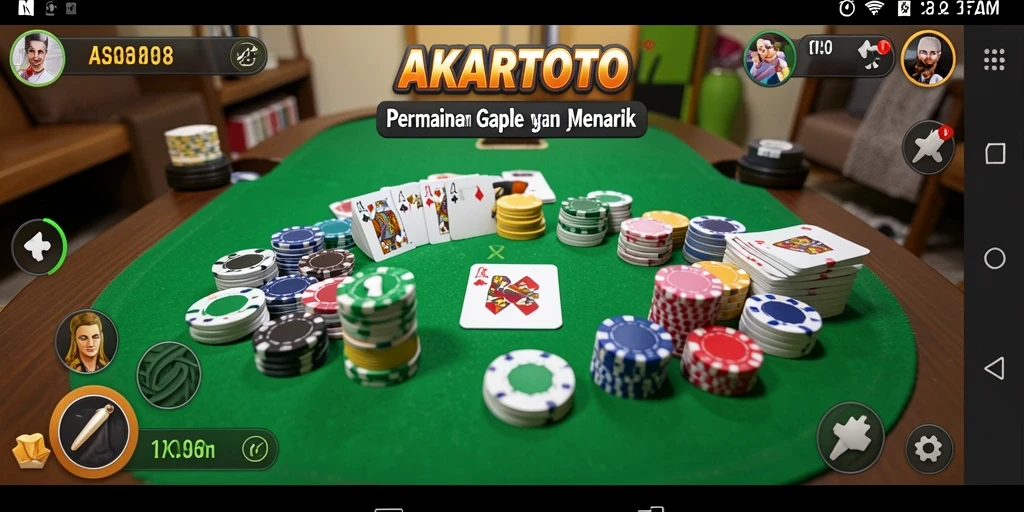Screenshot utama AKARTOTO menampilkan gameplay Gaple yang mengasyikkan.