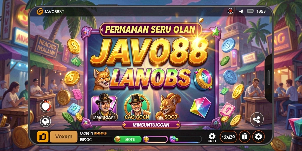 Tampilan utama gameplay JAVO88 dengan gulungan slot yang menarik.