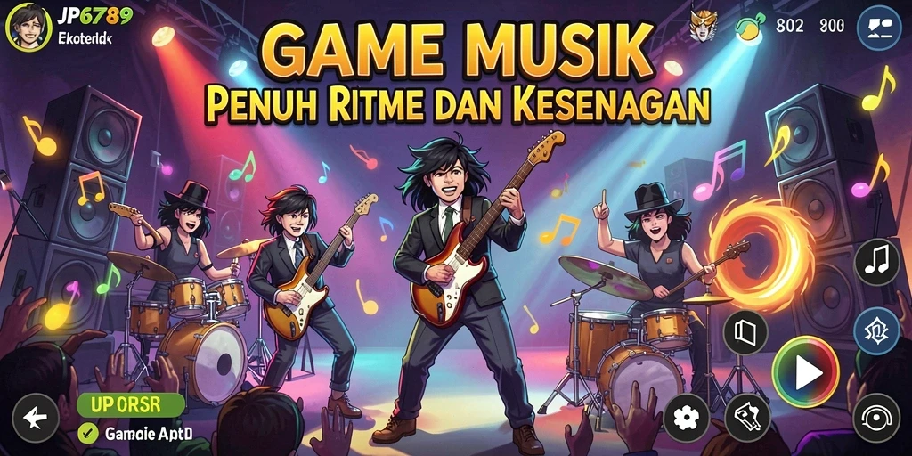 Screenshot JP6789 menampilkan aksi permainan musik yang penuh semangat.