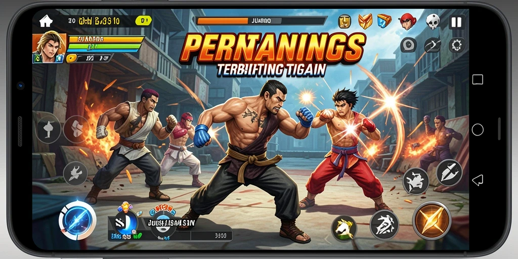 Screenshot JUARAGO menampilkan momen pertarungan seru dengan karakter yang beraksi.