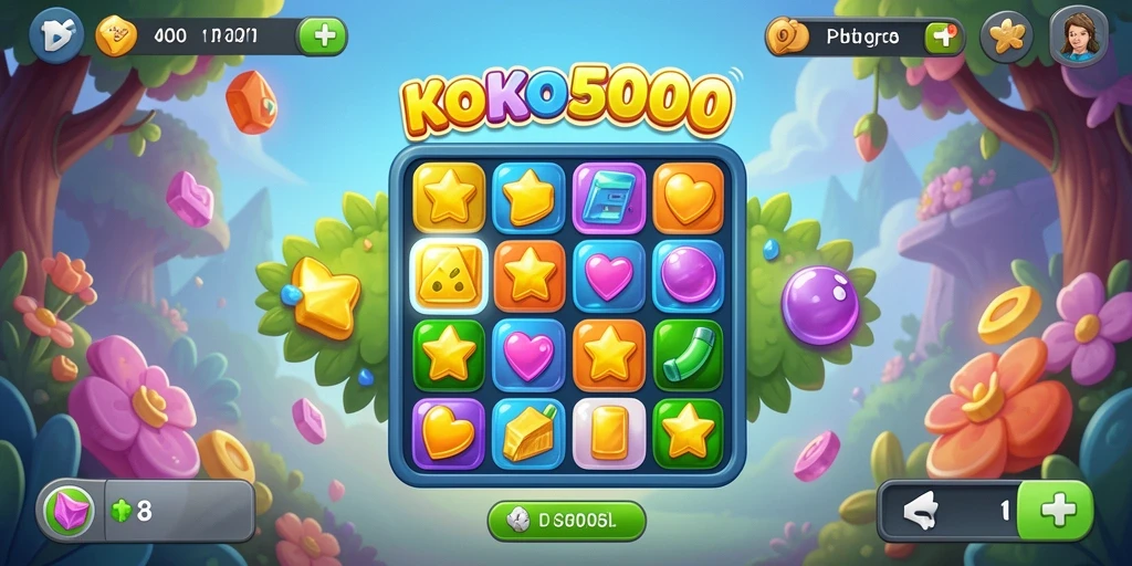 Tampilan gameplay seru KOKO5000 dengan kombinasi warna-warni.