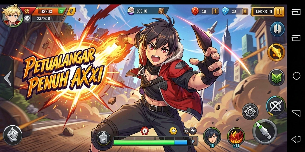 Screenshot utama LOS303 menunjukkan aksi pertarungan karakter Anime yang seru.