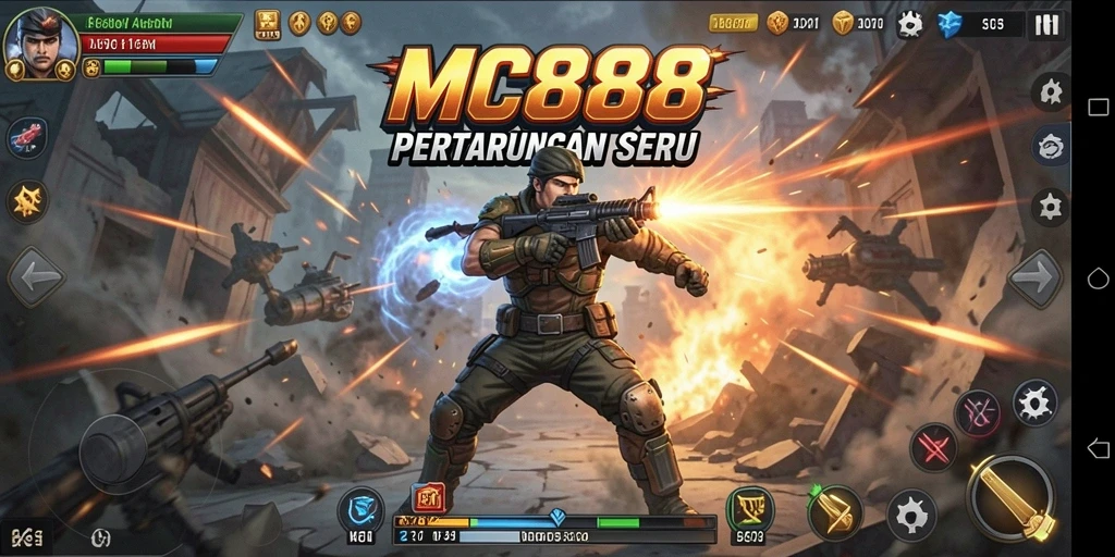 Tampilan gameplay seru dari MC888 saat bertarung.