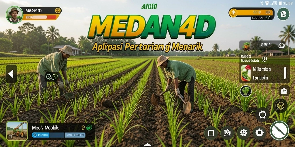 Tampilan gameplay MEDAN4D yang menampilkan aktivitas bertani.