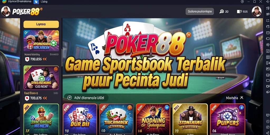 Tampilan antarmuka pengguna POKER88 saat memasang taruhan olahraga.