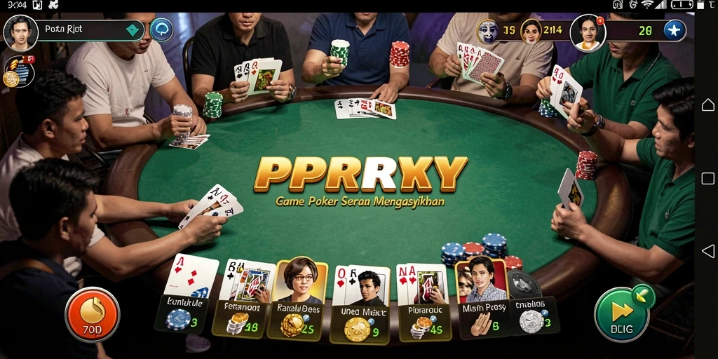 Screenshot gameplay PPRRYY menampilkan aksi poker yang mendebarkan.