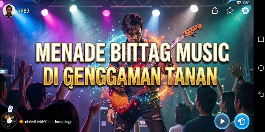 Tampilan gameplay RR89 dengan berbagai alat musik dan lagu.