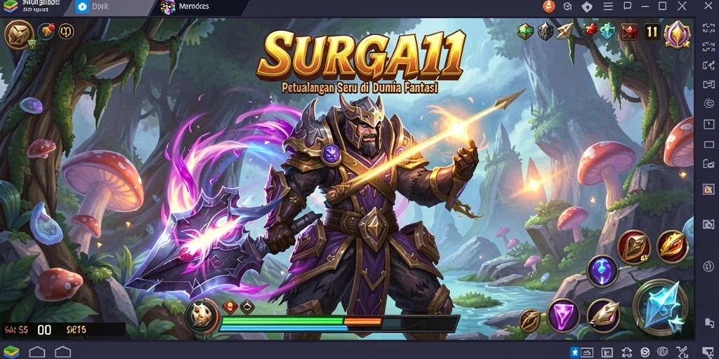 Tampilan gameplay mendebarkan dalam SURGA11 dengan aksi RPG yang intens.