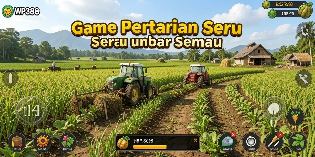Tampilan gameplay WP888 yang penuh warna dan menyenangkan di dunia pertanian.